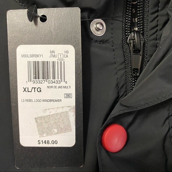 Guess Rebel Logo Red White Black Colour Block Lined Windbreaker Extra Large - Picture 5 of 13